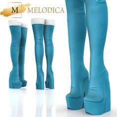 Second Life Marketplace - Blue Boots Platform Heels Boots, Blue Boots, Thigh High Boots, Platform Shoes, Platform Heels, Thigh Highs