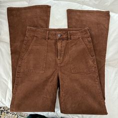 Size 8 Long. Never Worn. Fall Thrift, Fall Bottoms, Cowboy Pants, Brown Corduroy Pants, Fall Pants