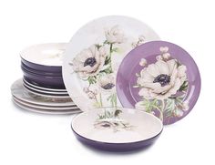 PRICES MAY VARY. | PREMIUM QUALITY & HEALTHY | Lead & cadmium free high quality ceramic dinnerware set. MICROWAVE & DISHWASHER SAFE. Sturdy and fashionable at the same time, safe for everyone to use! | ORIGINAL DESIGN & ATTRACTIVE GIFT | Set of 12 Ceramics dinnerware set, including four 11" dinner plates, four 8.75" salad plates and four bowls. perfect for daily household use or as a gorgeous gift for your loved ones on special occasions, such as birthday, house warming, wedding, easter or other Purple Dinnerware, Ceramics Dinnerware, Purple Poppy, Purple Poppies, Melamine Dinnerware Sets, Etiquette And Manners, Appetizer Plates Set, Bone China Dinnerware, Ceramic Dinnerware Set