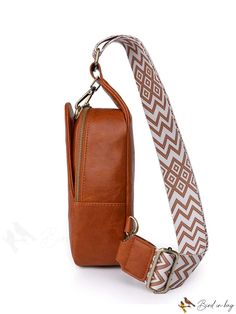 BirdinBag - Bohemian Style Womens PU Chest Bag: Crossbody with Wide Shoulder Strap, Single Pocket Backpack Brown Rectangular Chest Bag With Detachable Strap, Brown Shoulder Bag For School With Single Strap, Brown School Bag With Single Shoulder Strap, Brown Backpack Satchel With Mobile Phone Bag, Brown Rectangular Chest Bag With Adjustable Strap, Travel Shoulder Bag Satchel With Strap, Trendy Brown Chest Bag Backpack, Brown Mobile Phone Satchel Backpack, Rectangular School Bag With Strap