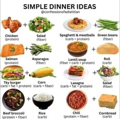 Low Effort Meals, Easy Diet Meal Plan, Fat Loss Meals, Fat Loss Recipes, Meal Planning Menus, Meal Prep Plans, Healthy High Protein Meals, Easy Healthy Meal, Quick Dinner Ideas