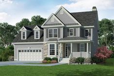 this is an artist's rendering of a two - story house in the suburbs