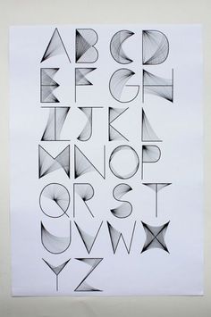 the letters and numbers are drawn in black ink on white paper, with lines coming out of them