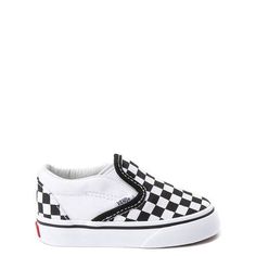 Choose from a large selection of Vans Slip On Skate Shoes for Kids at Journeys Kidz! Get FREE Shipping on orders $39.98. Look fashionable in the Toddler Vans Slip On Chex Skate Shoe and set the trend! Shop Kids Vans Now! Baby Vans, Black And White Vans, Shoe Size Chart Kids, Vans Store, Vans Kids, Cool Vans, Kids Boutique Clothing, Crochet Baby Shoes