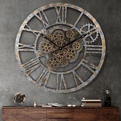 ad eBay - Lafocuse Gear Clock with Moving Gears Exposed, Farmhouse Rustic Large Wall Clock - Buy Now, click the link (eBay) Industrial Wall Clock, Country Farmhouse Decor Living Room, Large Rustic Wall Clock, Industrial Clock, Gear Wall Clock, Clock For Living Room, Industrial Clocks, Steampunk Wall, Rustic Wall Clocks