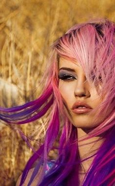 pink and purple hair Pink To Purple Ombre Hair, Pink Purple Hair, Purple Tips, Dip Dye Hair, Hot Hair Colors, Bright Hair Colors, Bright Hair