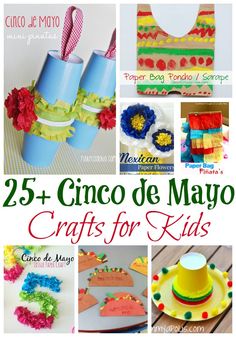 the cover of 25 cinco de mayo crafts for kids with pictures of different items