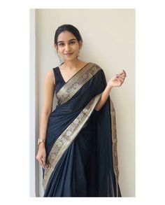 Saree For Young Women, Outfit For Freshers Party Women, Black Saree Party Wear, Office Wear Saree, Classy Sarees, Ruffle Blouse Designs, Farewell Saree, Party Saree