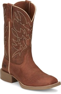 The Justin Boots Women's Halter Roasted Cognac Wide Square Boots are a perfect combination of style and comfort. Made with top-quality roasted cognac cowhide leather, these boots are not only durable but also visually appealing. The wide square toe design adds a touch of modern chic, complementing any outfit with ease. With a height of 11 inches, these boots provide excellent ankle support without compromising on flexibility. The removable orthotic insole ensures personalized comfort, while the Square Boots, Timeless Boots, Justin Boots Womens, Modern Cowgirl, Womens Cowgirl Boots, Women Halter, Justin Boots, Ankle Support, Western Boot