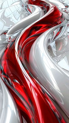 an abstract red and white background with curves