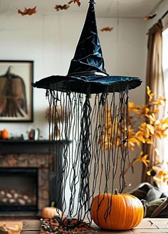 a halloween decoration in the shape of a witch's hat