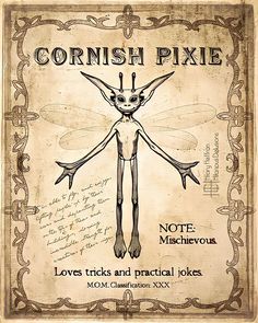 an advertisement for the cornish pixie