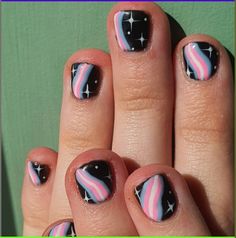 Siempre delicada, hay que ser Coquette. Trans Pride Nails Designs, Trans Nail Art, Trans Flag Nails, Trans Nails Designs, Transgender Nails, Trans Pride Nails, Trans Nails, Uñas Coquette