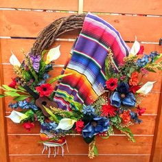 Mexican floral grapevine wreath Mexican Wreath Front Doors, Mexican Wreath, Cinco De Mayo Wreath, Big Wreath, Fiesta Wreath, Mexican Celebrations, Floral Grapevine, Mexican Christmas, Mexican Home Decor