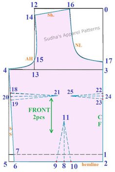 the front and back view of a sewing pattern for a vest with numbers on it