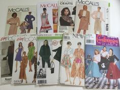 several magazine covers with women's clothing and accessories on them, all in different styles