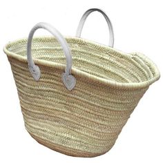 Straw Tote bag Handles White Leather Size approx inches: bag H13 x L21 in handle leather 16 in S Colour: natural / beige / white Composition: straw palm leaf / genuine vegetable tanned leather Handmade in Morocco, Marrakech Wash Care: Do not wash French Market Basket, Moroccan Basket, Storing Toys, Beach Basket, French Baskets, Market Basket, Straw Beach Bag, Basket Tote, Straw Basket