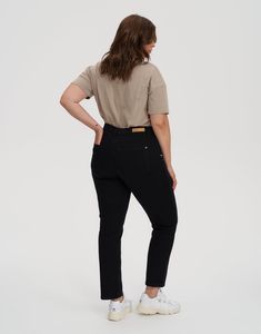 Product Description:

These high-rise jeans are a deep black wash with clean finishes and a 30" inseam. Style these jeans endlessly with a neutral top or monochromatically for a subtle contemporary edge.

This style crafted in our ultra-soft touch Flow denim uses a mixed blend of cotton specially designed to hold its shape while providing a comfortable and soft feel on the skin.

The Emily. Our slim silhouette inspired by 'mom jeans' has a slim fit around the hips and tapered cut throughout the Mid-rise Stretch Jeans In Washed Black, Black Mid-rise Rigid Denim Pants, Black Non-stretch Mid-rise Jeggings, Black Non-stretch Denim Pants, Non-stretch Black Denim Pants, Neutral Tops, Black Button, High Rise Jeans, Slim Jeans