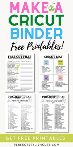 the free printable make - a - cricut binder for kids to use