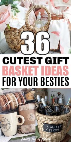 Here are 36 awesome gift basket ideas for women! You will love these easy and cute gift ideas for your besties, friends and family, some self-care or any occasion! If you're looking for a last minute gift idea these are also perfect. Birthday Gifts Baskets For Women, Gift Baskets For Her For Women, Themed Gift Baskets For Women Christmas, Gift Baskets Ideas For Best Friend, Gift Giving Ideas For Friends, Cute Gift Packaging Ideas Friends, Womens Birthday Basket, Cool Gifts For Women Birthday, Summer Theme Gift Basket Ideas