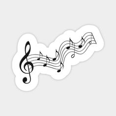 a musical note sticker with black and white music notes on the top of it