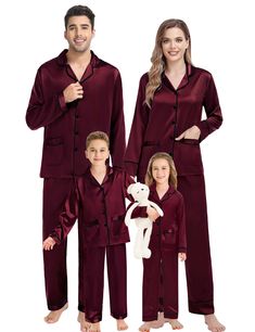 PRICES MAY VARY. Silky Satin: 95% Polyester, 5% Spandex (TIPS: Each Set of These Matching Family PJs is Sold Separately, Please Look Out for "Kids","Women" or "Men") Imported Button closure Hand Wash or Machine Wash 👨‍👩‍👧‍👦PREMIUM MATERIAL: Christmas pajamas for family is made of high quality satin fabric (95% polyester, 5% spandex), which is ultra soft, lightweight and comfortable, breathable and skin-friendly, reducing the stress and burden on your body, can keep you resting and sleeping f Couple Matching Pajamas, Sleep Sets, Satin Pjs, Silk Pjs, Pjs Set, Family Pjs, Family Pajama Sets, Matching Pjs, Silk Satin Fabric