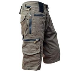 If you're looking for comfortable and practical shorts for your outdoor activities, the Plus Size Zipper Packs Mens Military Cargo Shorts are perfect for you! Made of high-quality materials, these shorts offer great durability and comfort. With their functional design, multiple zipper pockets, and adjustable waistband, these shorts are perfect for all your outdoor adventures, including hiking, camping, and fishing. Available in plus sizes, these shorts are designed to fit all body types, providi Techwear Cargo Shorts For Hiking, Summer Hiking Short Cargo Pants, Techwear Cargo Shorts For Outdoor, Techwear Cargo Shorts With Pockets For Hiking, Techwear Hiking Cargo Shorts With Side Pockets, Hiking Techwear Shorts With Multiple Pockets, Techwear Shorts For Outdoor Activities, Techwear Cargo Shorts For Outdoor Activities, Techwear Cargo Shorts With Built-in Shorts For Outdoor