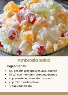 Heavenly Recipes, Mandarin Oranges, Ambrosia Salad