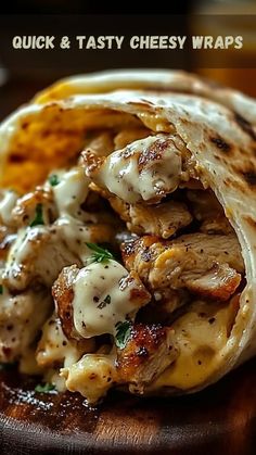 Savor every bite of these cheesy garlic chicken wraps, packed with seasoned chicken and gooey mozzarella. The perfect wrap for a hearty lunch or easy dinner. Chicken Wrap Ideas, Garlic Sauce For Chicken, Garlic Sauce Recipe, Lasagna Soup Recipe, Chicken Lunch, Hearty Lunch