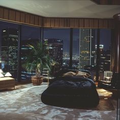 80s, 90s, retro style, vintage, miami, 70s, old, interior, design, luxury, midcentury modern, 80s aesthetic, home decor, Black Velvet New York Penthouse Bedroom, Penthouse Bedrooms, Dark Modern Bedroom, Urban Bedroom, Penthouse Luxury, Nyc Penthouse, New York Penthouse