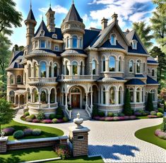 this is an artist's rendering of a victorian style house