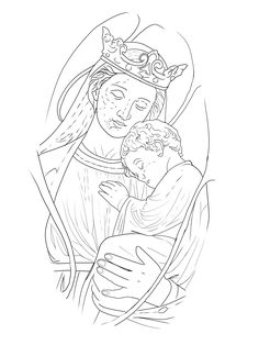 the virgin mary and child jesus coloring page