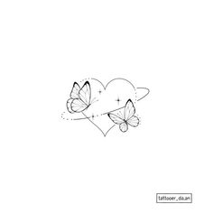 two butterflies in the shape of a heart on a white background with an inscription tattoo design