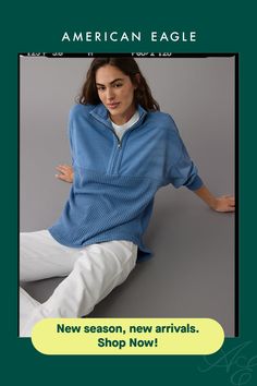 Super soft terry on top | Lightweight waffle fabric on bottom/Half-zip mock neck/Ribbed cuffs/Curved hem Relaxed Fit Half-zip Sweater With Ribbed Cuffs, Fall Half-zip Tops For Layering, Fall Layering Half-zip Tops, Spring Half-zip Loungewear Sweater, Spring Half-zip Sweater For Loungewear, Casual Half-zip Sweatshirt With Ribbed Cuffs, Half-zip Sweater With Ribbed Cuffs For Loungewear, Sporty Half-zip Sweater With Ribbed Cuffs, Casual Ribbed Half-zip Sweater