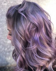 Purple And Silver Hair, Hair Purple Highlights, Purple Highlights Blonde Hair, Silver Lavender Hair, Blue Hair Streaks, Rachel Hair, Blue Ombre Hair, Color Extensions