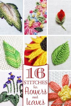 the cover of 16 stitches for flowers and leaves