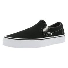 Vans Classic Slip-On Slip-On Unisex Shoes Size: 4.  Color: Black.  Gender: male.  Age Group: adult. Casual Black Slip-on Sneakers For Skateboarding, Black Vans Slip-on Sneakers For Streetwear, Sporty Black Vans Slip-on Sneakers, Vans Black Casual Slip-on Sneakers, Casual Black Vans Slip-on Sneakers, Slipon Sneakers, Classic Vans, Mens Skate Shoes, White Platform