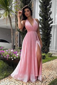 Formal Evening Dress, Pink Chiffon, Gowns With Sleeves, Chiffon Prom Dress, Long Prom Dress, Formal Evening Dresses, Wedding Party Dresses, Dress Materials, Party Dresses