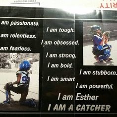 a sign with some pictures on it that says i am either i am a catcher