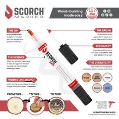 an info sheet describing how to use the wood burning marker