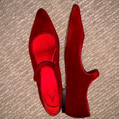 Never Worn Exquisite Red Velvet Flats; 9.5 M; Run On Size. If You Are A Nine, These Will Fit If You Like A Loose Comfy Fit Red Slip-on Flats For Formal Occasions, Red Velvet Shoes, Red Velvet Flat Shoes, Red Slip-on Ballet Flats For Formal Occasions, Classic Red Slip-on Flats, Red Almond Toe Slip-on Flats, Velvet Flats, Red Flats, Velvet Shoes