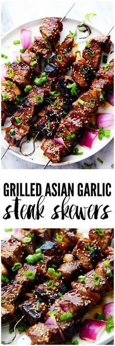 Steak Skewers, Garlic Steak, Recipe Critic, Kabob Recipes, Sesame Sauce, Kebabs, Asian Cooking, Beef Dishes, Short Ribs