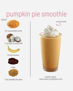 pumpkin pie smoothie recipe with ingredients to make it look like an ice cream sundae