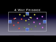 the four way frisbee game is shown with stars on one side and three different colors