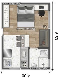 the floor plan for a small apartment with one bedroom and two bathrooms in each room