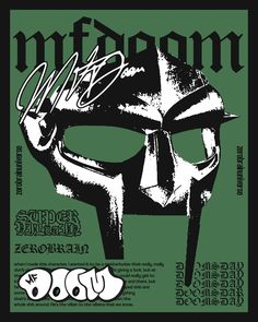 an image of a poster with a skull wearing a helmet and writing on the front