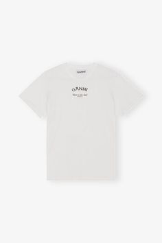 This White Relaxed O-neck T-shirt is made from organic cotton. The t-shirt is designed for a regular fit and features an O-neckline, short sleeves and a GANNI logo print. GANNI White Relaxed O-neck T-shirt | Women's Size Small Logo Print, Bright White, Neck T Shirt, Organic Cotton, Short Sleeves, Womens Sizes, T-shirt, Size Medium, T Shirts