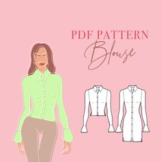 a woman's blouse and pants sewing pattern with the words, pf pattern blasee