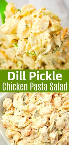 this dill pickle chicken pasta salad is an easy and delicious side dish