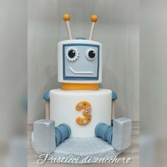 a cake with a robot design on it